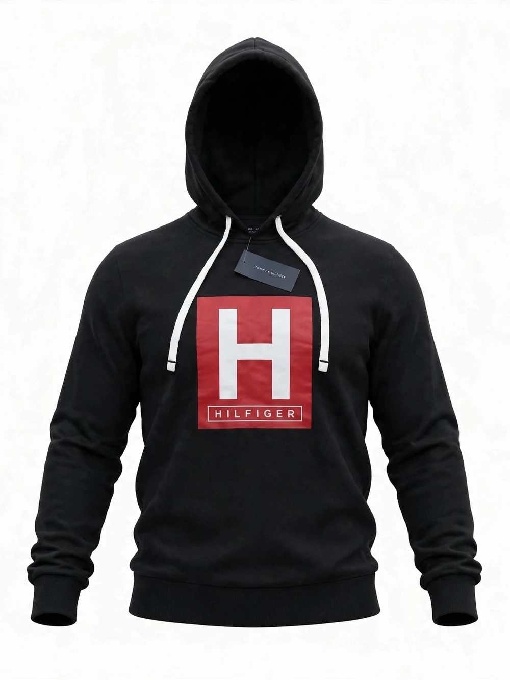 Tommy Hilfiger Men’s Black Hoodie with Red Logo